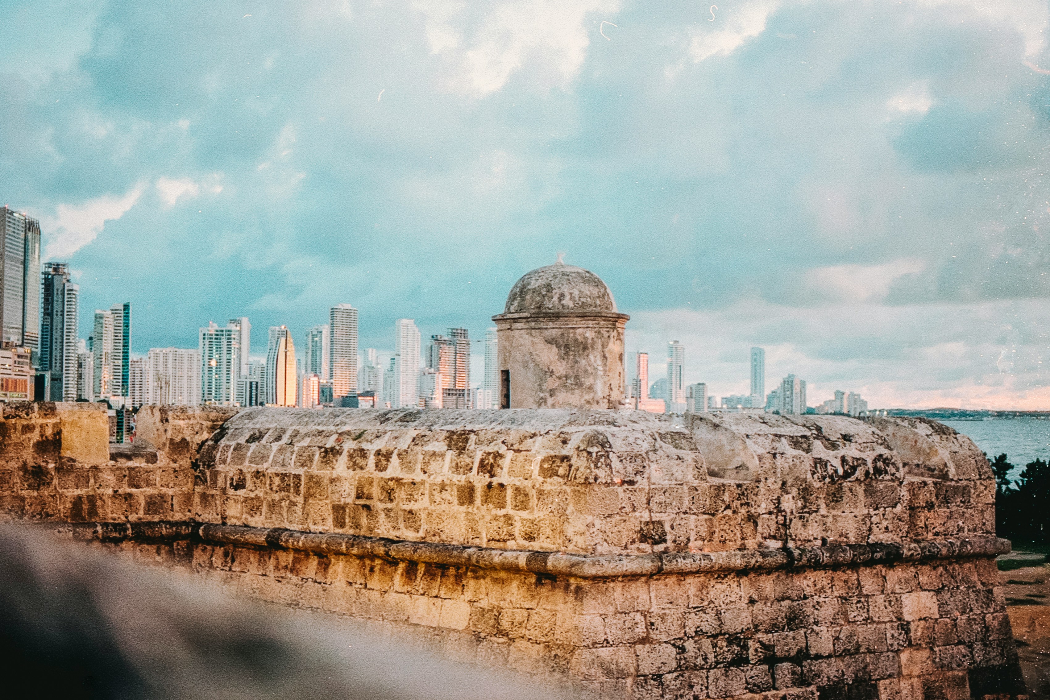 Cartagena Colombia walled city at sunset